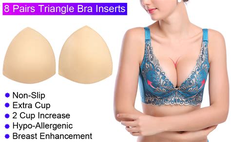 Bra Pads Inserts 8 Pairs Bra Cups Inserts Removable Breast Enhancers Inserts For Women Beige