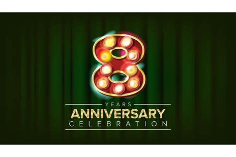 8 Years Anniversary Banner Vector Eight Eighth Celebration 3d