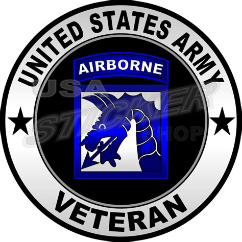 Us Army 18th Airborne Veteran Patch Sticker Round Item Ar 134