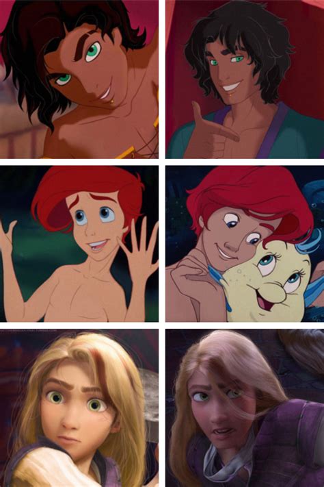 Gender Bent Esmeralda Ariel And Rapunzel Cute Disney Drawings