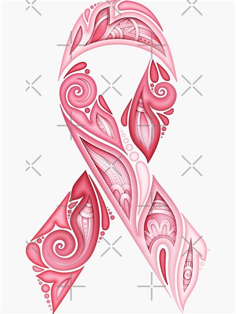 Breast Cancer Awareness Month Emblem Pink Ribbon Symbol Sticker By