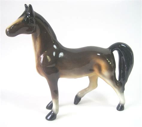 Vintage Horse Figurine Porcelain 975 Height Brown Statue Home Decor