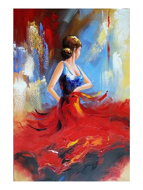 Modern Abstract Dancing Girl Oil Painting On Canvas Flying