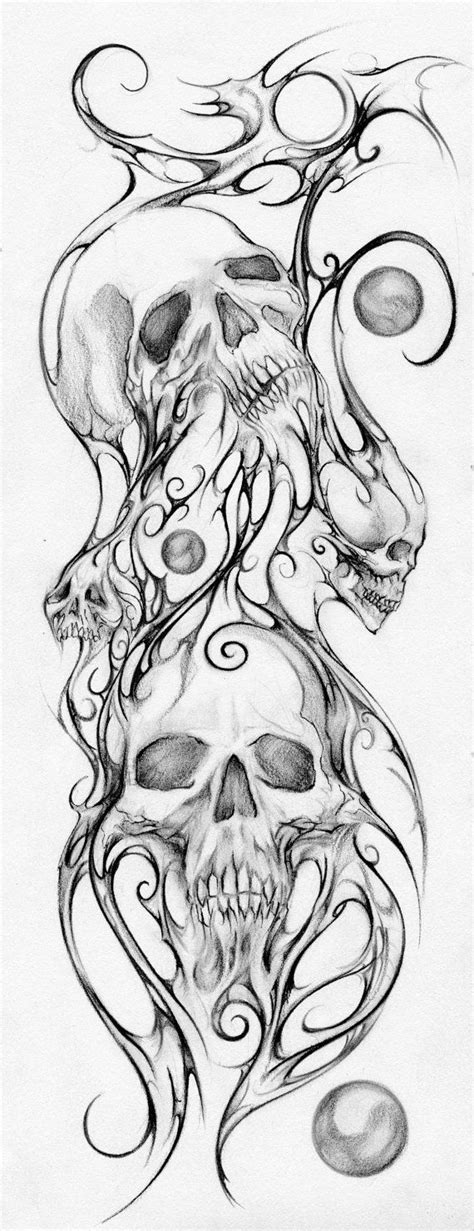 Skulls Print Mixed Media Drawing By Teresa By