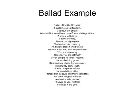 Examples of ballad Poems