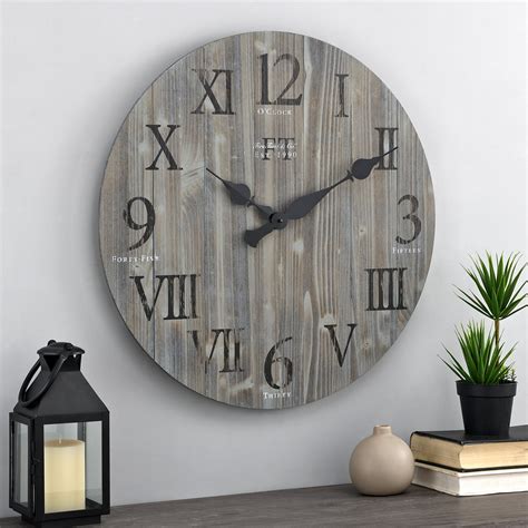 Firstime And Co Gray Rustic Farmhouse Barn Wood Clock