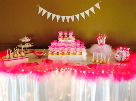 Baby shower ideas on decorations, over 50 baby shower themes, free baby shower games printable and baby shower favors. Tutu themed baby shower!!! Candy table. | TUTU themed baby ...