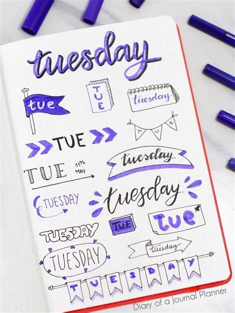 Add two vertical lines to finish off the scroll look and et voila, you did it. Tuesday bullet journal headers bullet journal headers ...