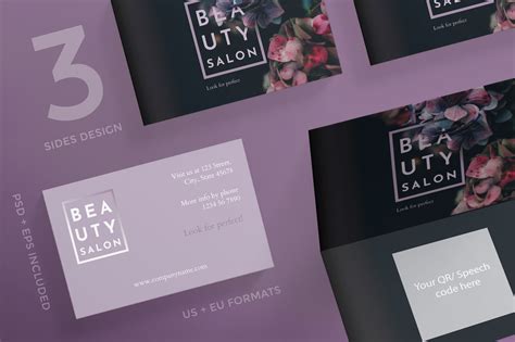This business card design by masaomi fujita has a soft color scheme with a simple image that reflects the salon's name. Beauty Salon Business Card Design Templates Kit (72842 ...