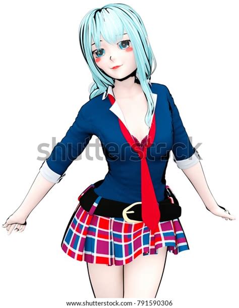 3d Sexy Anime Doll Japanese Anime Schoolgirl Big Blue Eyes And Bright