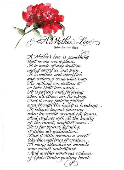 A Mothers Love By Helen Steiner Rice Happy Mother Day Quotes Mom Poems Mothers Love Quotes