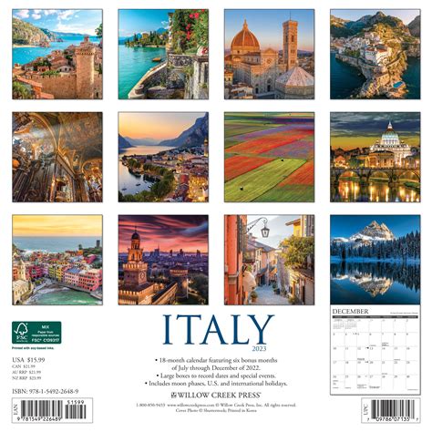2023 Italy Wall Calendar In 2022 Wall Calendar Italy Tours Italy