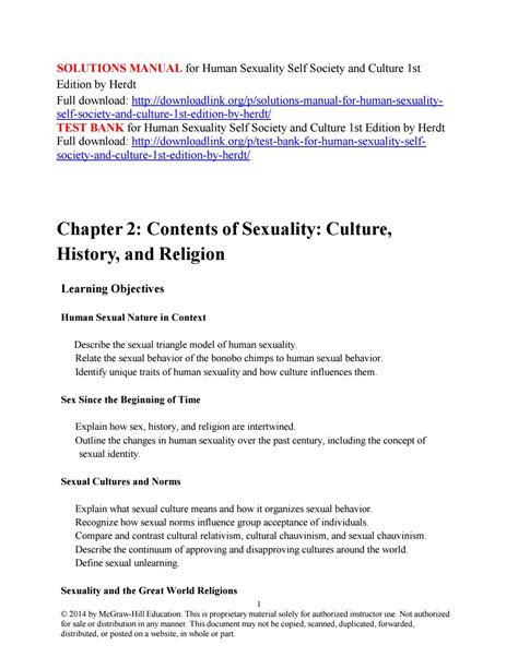 Solutions Manual For Human Sexuality Self Society And Culture 1st Edition By Herdt By