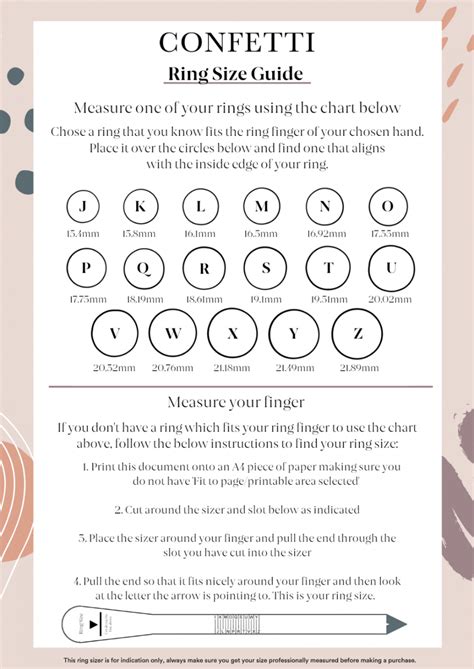 Free Printable Ring Size Guide Ring Sizing Template Unusual Engagement Rings Princess Cut