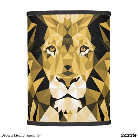 A pair of large belgian carved wood lions from the 1880s made into table lamps with their shade. Brown Lion Lamp Shade | Zazzle.com | Lamp shade, Geometric lion, Lamp