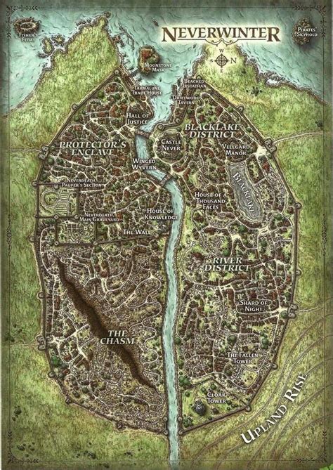 Map Of The City Of Neverwinter In Toril Released By Wizards Of The