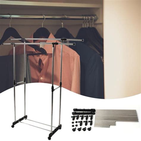 Yucurem Dual Bar Clothing Stretching Hanging Stand Coat Clothes Hanger