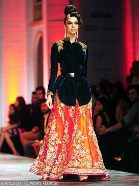 A Model Showcases A Creation By Designer Neeta Lulla During India Bridal Fashion Week 13 Held