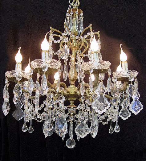 Chandeliers Lighting Vintage Spain Brass Crystal Chandelier X