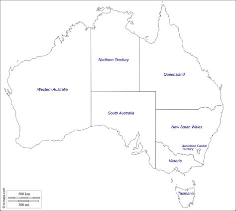 Australia Outline Map With Cities