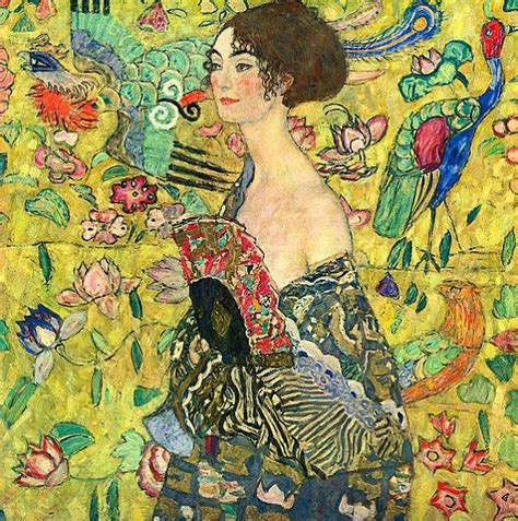 Needlepoint canvas Lady with Fan by Gustav Klimt needlepoint Porträtmalerei Klimt Gustav klimt