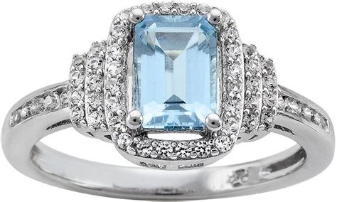 Jcpenney Fine Jewelry Genuine Aquamarine And Lab Created White Sapphire