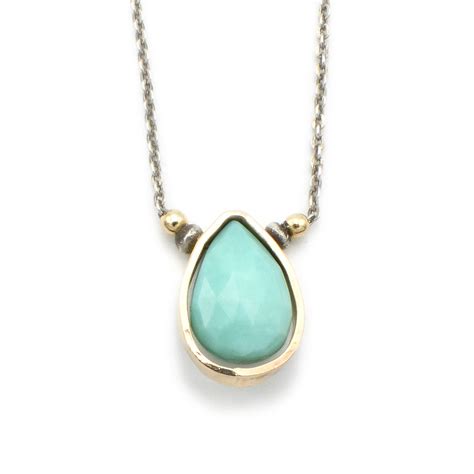 Turquoise Teardrop Necklace Necklaces By Ji Jewelry