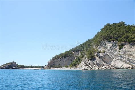 Landscape Of Turkey Natural Rock Mountains Over Blue Sea Water Stock