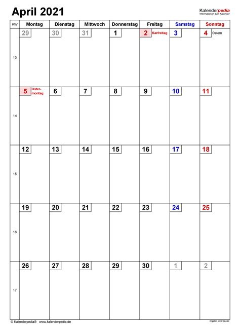April bedeutet das ende des hauptquartals des jahres. Kalender April 2021 als Excel-Vorlagen