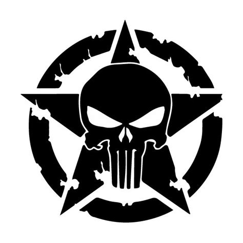 Stickers Etoile And Tête De Mort Punisher Jeep Us Army Autocollants