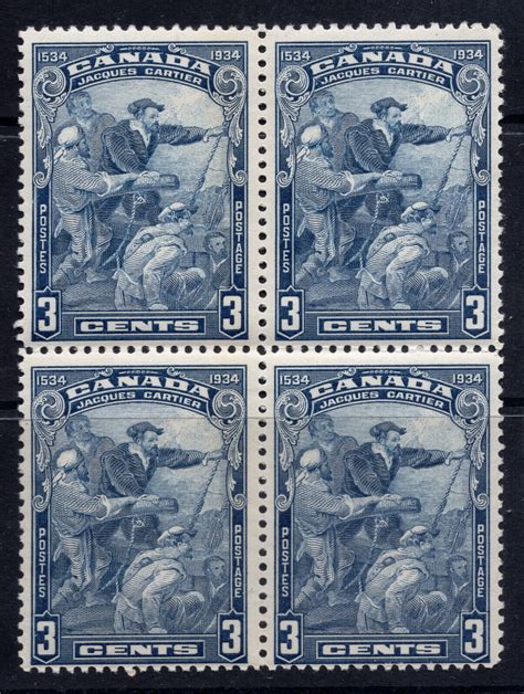 canada 208 f nh block of 4 3c blue jacques cartier 1934 issue cv 16 50 ebay