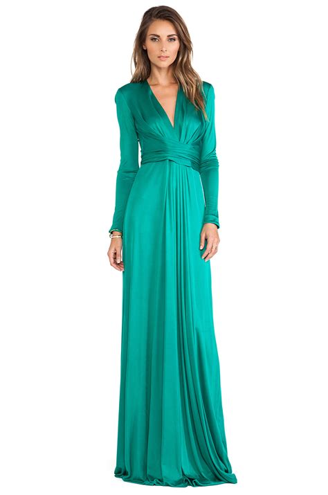 Issa Florence Long Sleeve Maxi Dress In Green Jade Lyst