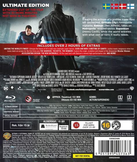 Batman V Superman Dawn Of Justice Ultimate Edition Blu Ray 2 Disc Cdon