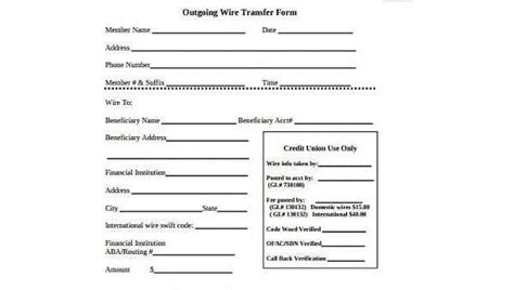 Free 8 Sample Wire Transfer Forms In Pdf Ms Word Excel