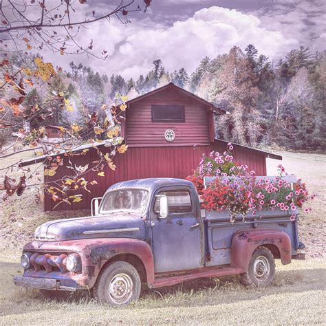 Old Flower Truck At The Farm In Country Colors Photograph By Debra And