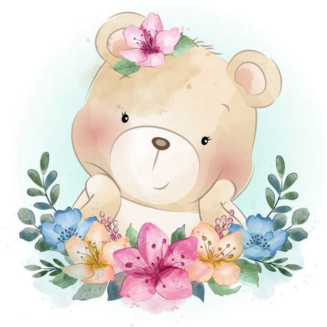 Premium Vector Cute Little Bear Portrait Animais De Aquarela