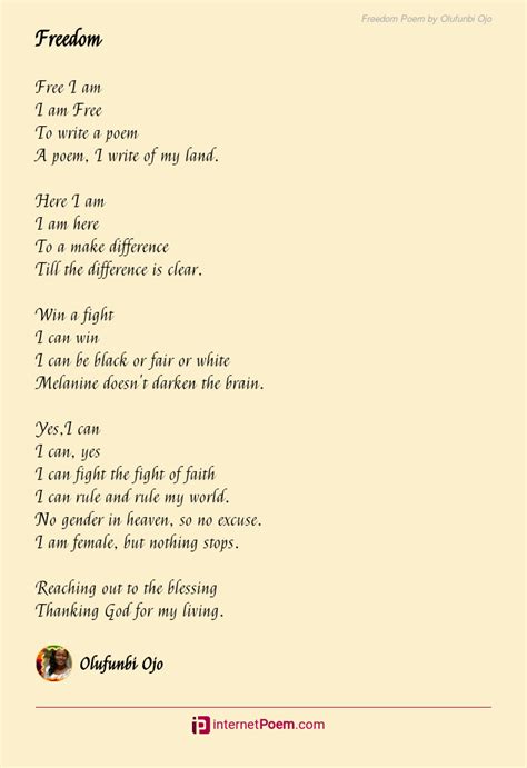 Freedom Poem By Olufunbi Ojo