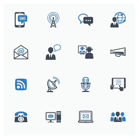 Communication Icons Set 1 Blue Icons ~ Creative Market