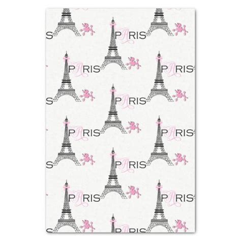Pink Bow Eiffel Tower Paris France Poodle Chic Tissue Paper