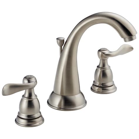 Delta Windemere Brushed Nickel 2 Handle Widespread Watersense Bathroom Sink Faucet With Drain At
