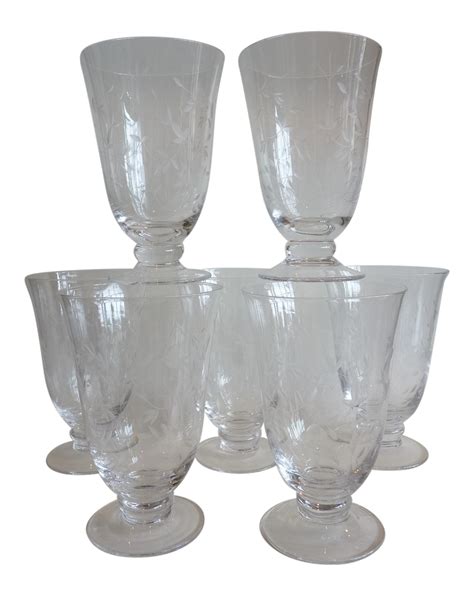 Pressed Glass Water Goblets Set Of 6 Chairish