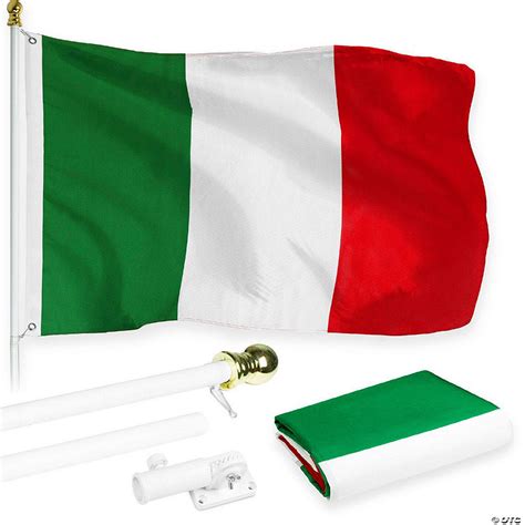 G128 Combo Pack 6 Feet Tangle Free Spinning Flagpole White Italy