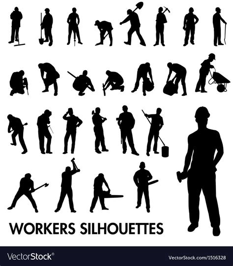 Workers Silhouettes Royalty Free Vector Image Vectorstock