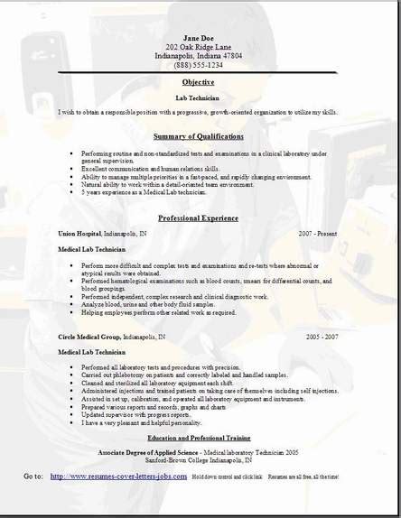 Home » cv » cv examples for every job title » medical cvs » medical laboratory technologist cv example. Lab Technician Resume, Occupational:examples,samples Free ...