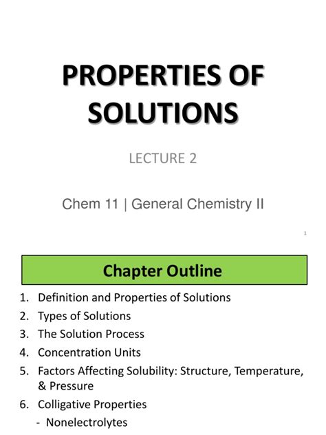 Properties Of Solutions Solution Solubility