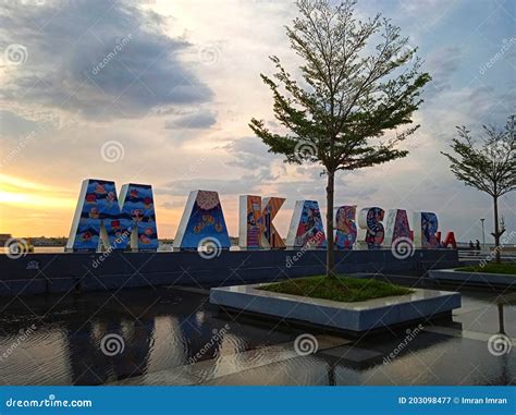 Makassar Indonesia 10 November 2020 Sebuah Ikon Yang Bertuliskan Makassar Terlihat Menarik Di