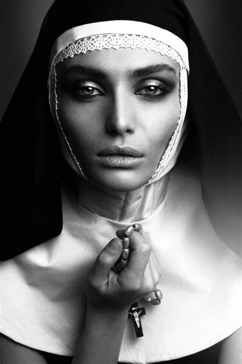 hot nun photo portrait foto art dark beauty woman face black and white photography fashion