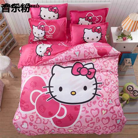 Home Textile Hello Kitty Bedding Set Cartoon Cotton Bed Set For Kids
