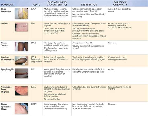 Common Rashes Skin Chart
