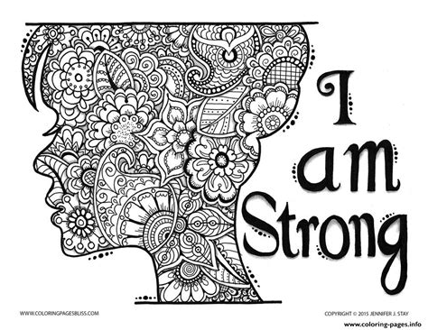 Adult Zen And Anti Stress I Am Strong Coloring Pages Printable